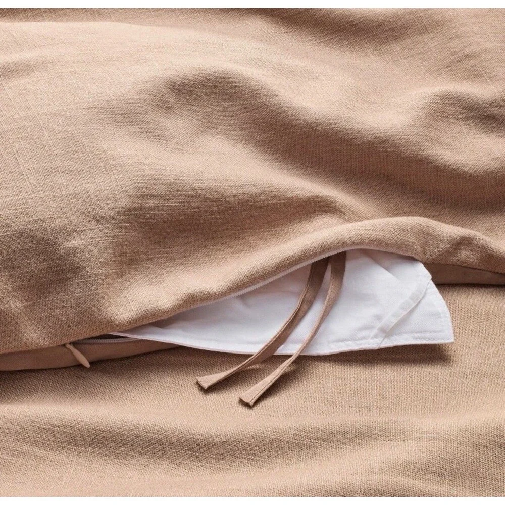King Heavyweight Linen Blend Duvet Cover and Sham Set Light Adobe Clay NEW